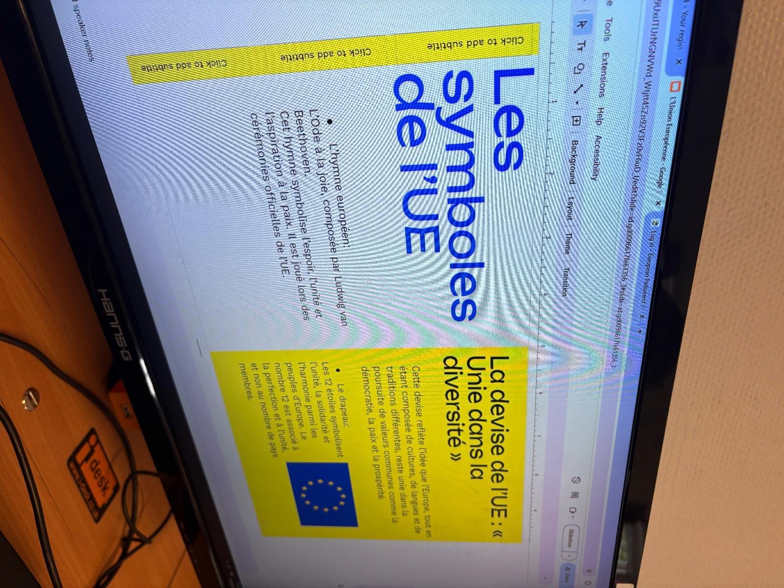 Presentation about the EU to students of 3ème (Year 10)